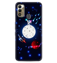 Tecno Sparrk 7T Kılıf Silikon Desen Ay ve Astronot 1694