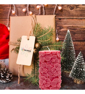 Doğal Soya Wax Çiçekli Dekoratif Mum (Pembe)