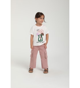 Kız Bebek Kargo Cepli İnce Pantolon Pembe