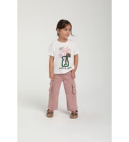 Kız Bebek Kargo Cepli İnce Pantolon Pembe