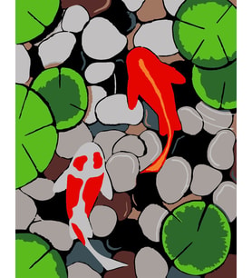 Koi Balığı Minimalist Sayılarla Boyama Seti 30x40 cm (Tuvale Gerili)