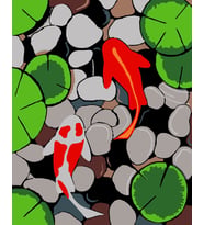 Koi Balığı Minimalist Sayılarla Boyama Seti 30x40 cm (Tuvale Gerili)