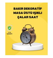 Mey İthalat® Dekoratif Bronz Renk Metal Alarmlı Masa Üstü Saat Klasik Tasarım