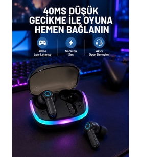 RGB Şarj Kutulu TWS Kablosuz Kulaklık Bluetooth 5.4 HD Voice Type-C Şarj Destekli