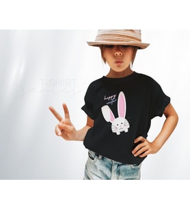 BK Gift Paskalya Tasarımlı Kız Çocuk Siyah T-shirt, Arkadaşa Hediye, Doğum Günü Hediyesi, Trend Tişört, Paskalya Bayramı-4