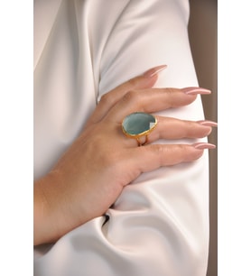 Kadir Jewellery 22 Ayar Altın Kaplama Kadın Fosil Taşlı Yüzük