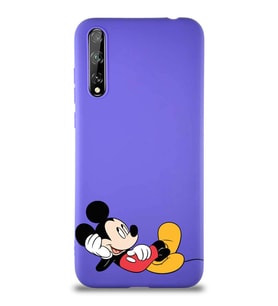 Huawei P Smart S Soft Premier Kapak Mickey Mouse-F Tasarımlı Silikon Kılıf - Mor (Şeffaf)
