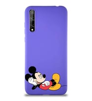 Huawei P Smart S Soft Premier Kapak Mickey Mouse-F Tasarımlı Silikon Kılıf - Mor (Şeffaf)