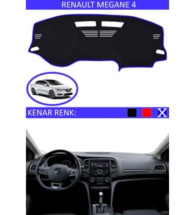 Renault Megane 4 Için Uygun Torpido Koruma Halısı Siyah Kenar Renk Mavi