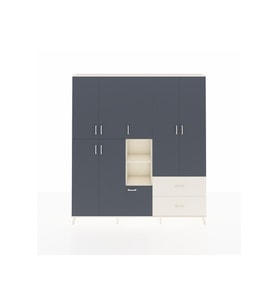 Arges Dolap 12 Raflı 2 Çekmeceli Tek Askılı 220x30x243 Aytaşı-Antrasit/Aytaşı
