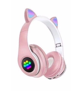 Pazariz Rgb Işıklı Kedi Kulak Kulaküstü Bluetooth Kulaklık Pembe