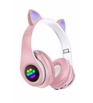Pazariz Rgb Işıklı Kedi Kulak Kulaküstü Bluetooth Kulaklık Pembe