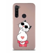 Xiaomi Redmi Note 8 Soft Premier Kapak Coolcat Tasarımlı Silikon Kılıf - Pudra (Şeffaf)