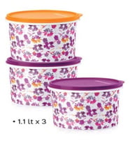 TUPPERWARE RENKLİ BUZDOLABI TAŞIMA VE SAKLAMA KABI 1.1 LT 3 LÜ SET