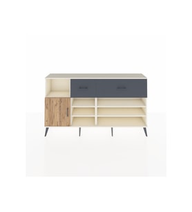 Arges Konsol 6 Raflı 2 Çekmeceli Tek Kapaklı  176x30x99 Aytaşı-Çam/Antrasit