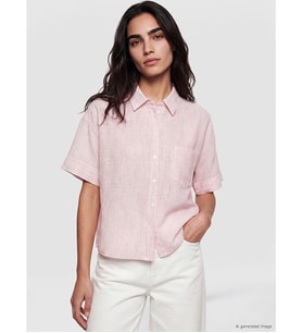 LCW Vision Kırmızı Çizgili Oversize Kadın Gömlek