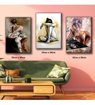 modern sanat kadın nü tablo 3 adet 35cmx50cm kumaş baskılı canvas tablo
