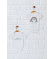 Pia Baby Premium %100 Pamuk İsme Özel Organik Baskılı İkili Set Çıtçıtlı Bebek Body Zıbın Modelleri 5073-17 (Ekru)