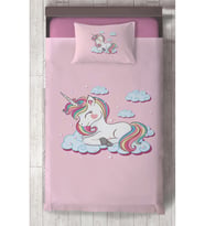 MEKTA HOME BEBEK VE ÇOCUK ODASI Bulutlu Unicorn Desenli Yatak Örtüsü