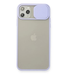 Newface Apple iPhone 11 Pro Max Kılıf Palm Buzlu Kamera Sürgülü Silikon - Lila