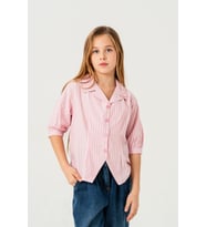 Kız Çocuk Beden Pileli Gömlek 3151 (Pembe)