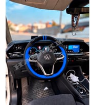 Vw Golf 8 Dikme Direksiyon Kılıfı Parlak Siyah Mavi Detaylı Mavi Çift Yüzük ve Dikiş 2020-2026