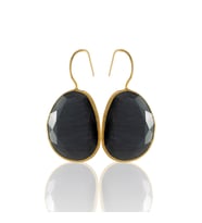Kadir Jewellery 22 Ayar Altın Kaplama Fosil Taşlı Küpe -El İşçiliği Ve Hipoalerjenik Küpe