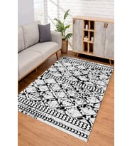 Dijital Kaymaz Taban Yıkanabilir Renkli Salon Halısı Mutfak Halısı Yolluk ND-SD-922 (Beyaz)