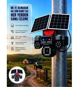 Wi-Fi Gerektirmeyen 4G SIM Kartlı Güneş Enerjili Güvenlik Kamerası