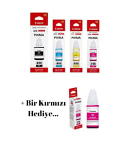 GI-490 Pixma G3415 4 Renk Mürekkep Seti + 1 Kırmızı Hediye GI-490 132 1-