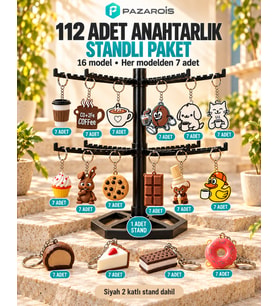 112 Adet Tatlı ve Kahve Toptan Anahtarlık Paketi
