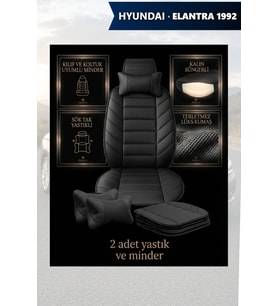 hyundai elantra 1992 Koltuk ve Kılıf uyumlu Minder Lüks Siyah Yastık 2 Minder 2 Yastık