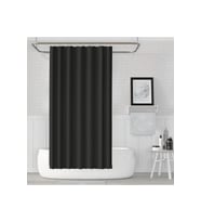 Duş Perdesi Çift Kanat 2x120x200cm Siyah Renk Banyo Perdesi 16 Adet C Halka Hediyeli