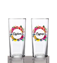 Kişiye Özel 2'li Çiçekli Rakı Bardağı