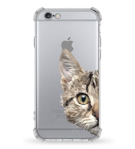 Apple iPhone 6S Uyumlu Darbe Emici Antişok  Kapak Catface Tasarımlı Silikon Şeffaf Kılıf