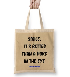 Smile Emoji Quotes Funny happy face love Sarcastic Gift Bez Çanta Uzun Saplı