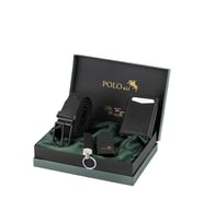 Polo Air Otomatik Mekanizmalı Cüzdan Örgü Esnek Kemer Çakmak Anahtarlık Erkek Kombin Siyah Renk CHM-07-S