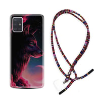 Samsung a71 A72 A73 A7 A9 2018 C7 C9 Kılıf Boyun Asklı Rasta Silikon Wolf and Moon 1380