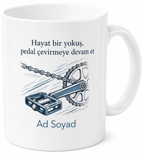 Bisikletçi Hediyesi Pedal Temalı Özel Tasarım Baskılı Porselen Kupa Bardak