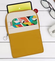 BK Gift Modern Soyut Tasarımlı Taşınabilir Koruyucu Tablet Kılıfı & Organizer Çanta - Sarı-2