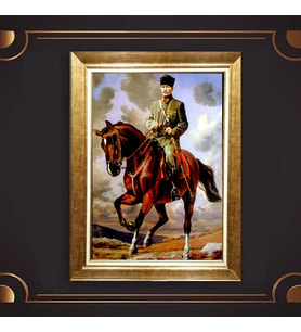 Altın Varaklı Çerçeveli Paspartulu Atatürk Tablo TR0822 (Gold)