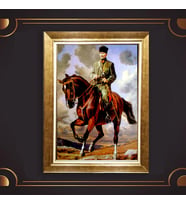 Altın Varaklı Çerçeveli Paspartulu Atatürk Tablo TR0822 (Gold)
