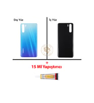 Oppo A91 Mavi Uyumlu Arka Kapak + B7000 Yapıştırıcı Arka Cam Batarya Pil Kapağı Lazer Kesim