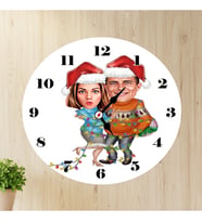 Karikatürlü Sevgili Çift Yılbaşı Duvar Saati