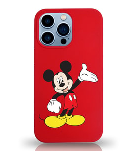 Apple iPhone 13 Pro  Lansman Kılıf Mickey Mouse Tasarımlı Altı Kapalı İçi Kadife Kaplı  Kapak (Şeffaf)
