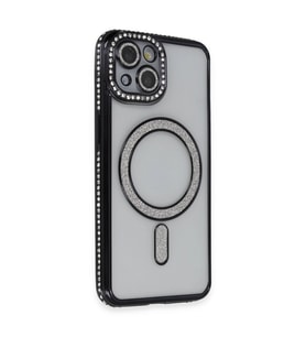 Apple İphone 13 Kılıf Joke Simli Magneticsafe Kılıf - Siyah