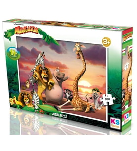 KS Games 100 Parçalık Madagascar Lisanslı Çocuk Puzzle - Erkek Çocuk - MG714