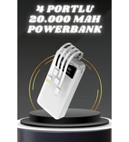 Powerbank Şarj Cihazı 4 Çıkışlı 20.000 Mah Powerbank Kompakt Yüksek Kapasiteli Hızlı Şarj
