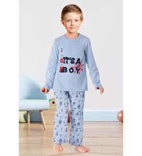 Doremi Erkek Çocuk Pijama Takımı (Mavi-Mavı)