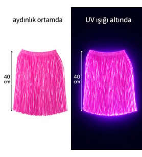 Neon Pembe Hawaii Parti Eteği 40 cm